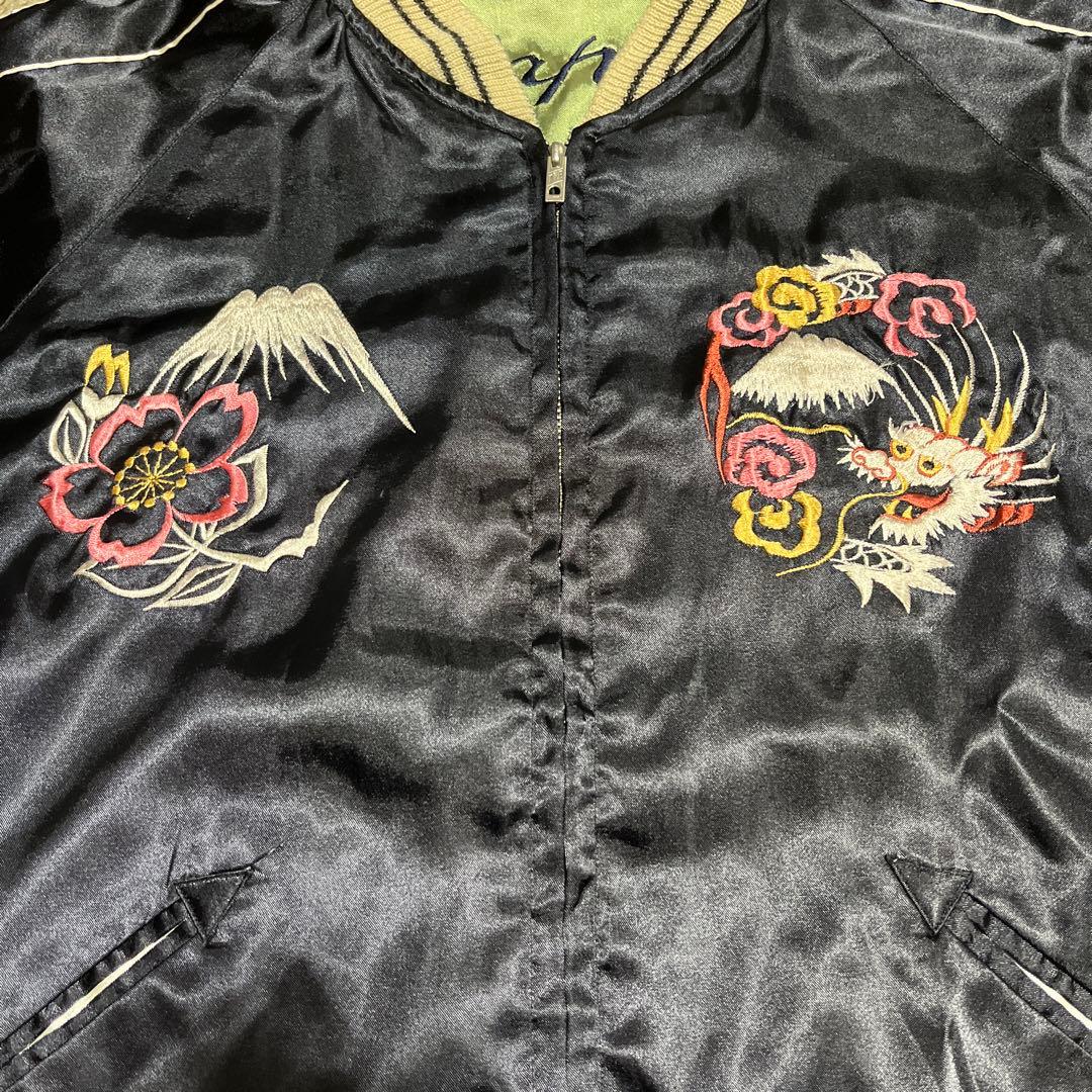 テーラー東洋 スカジャン 鷲　芸者　刺繍 スカジャン リバーシブル　L 漢