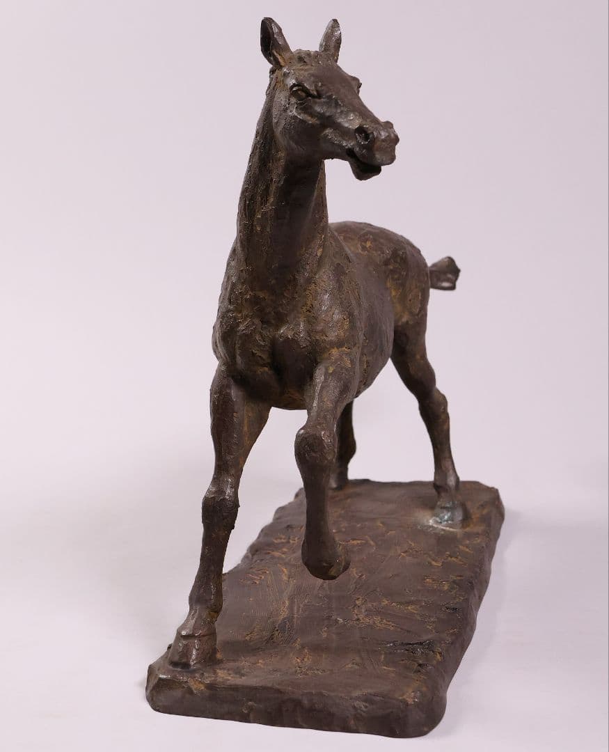 友澤正彦「春風」馬 1977年 銅製 ブロンズ 置物 6744g【MA623】