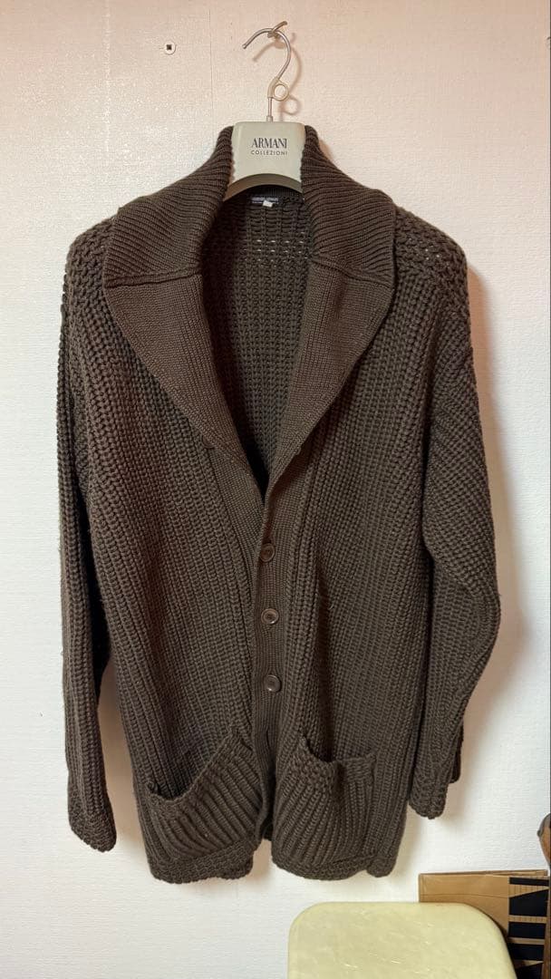 ジョルジォアルマーニブラウンニットカーディガン