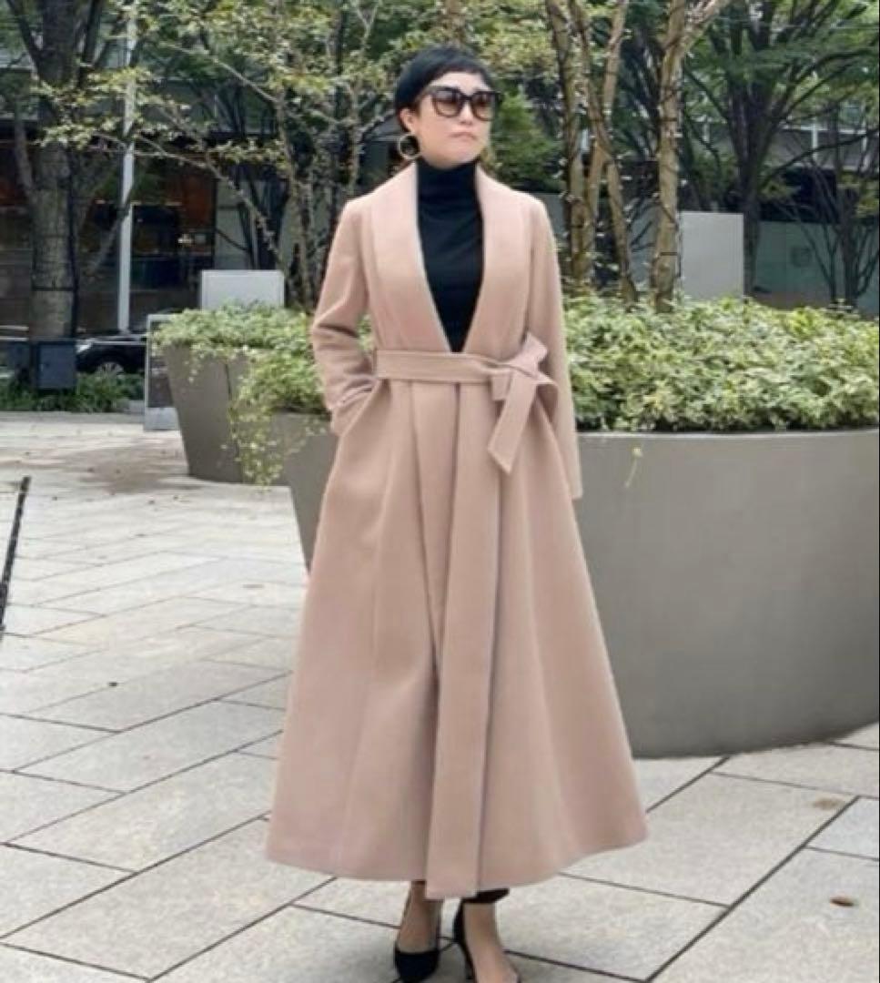 【店クリーニング済】JENNE日本製ウールコートSライトベージュ