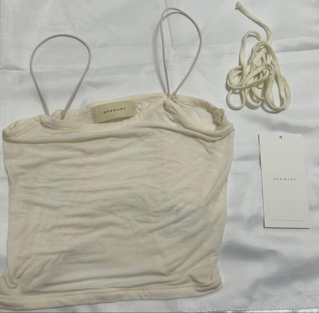 トップス andmary Mary sheer logo tops ivory