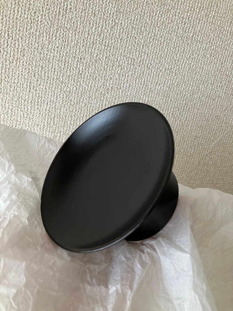 未使用　　黒漆　輪島　漆器作家　石畑哲雄　高坏　高台皿　漆塗り　4寸弱