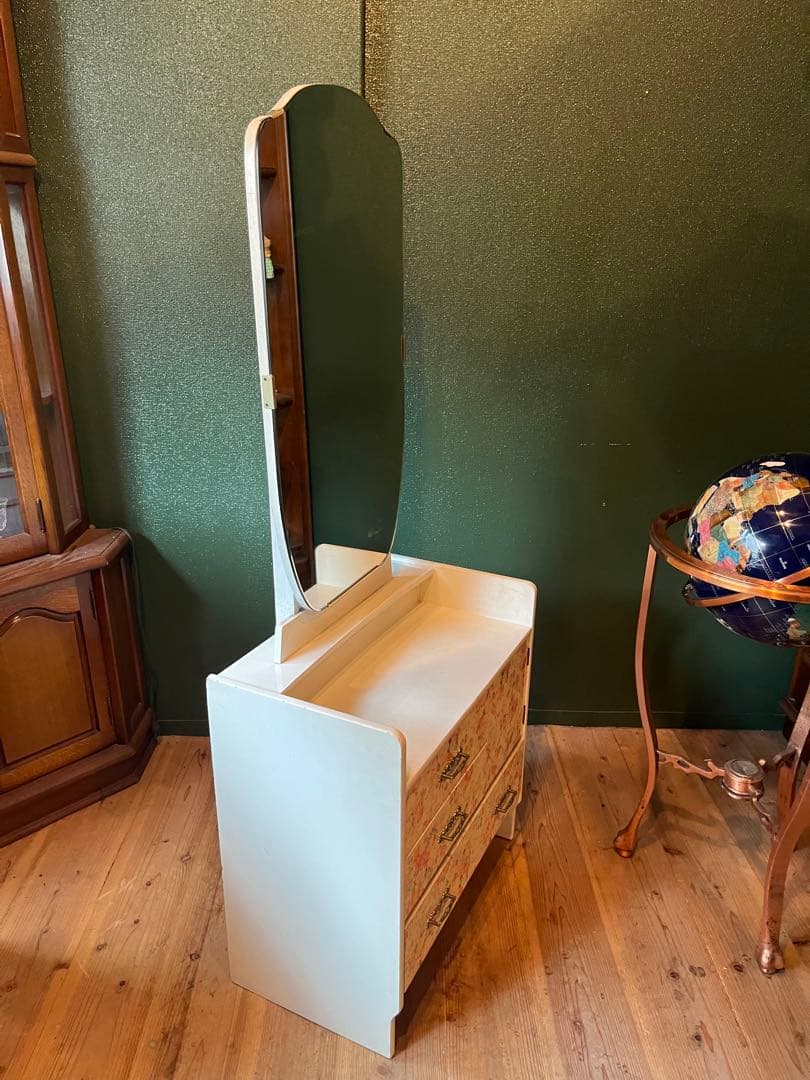 花柄 ドレッサー 鏡台 レトロポップ 昭和レトロ 当時物 インテリア チェスト