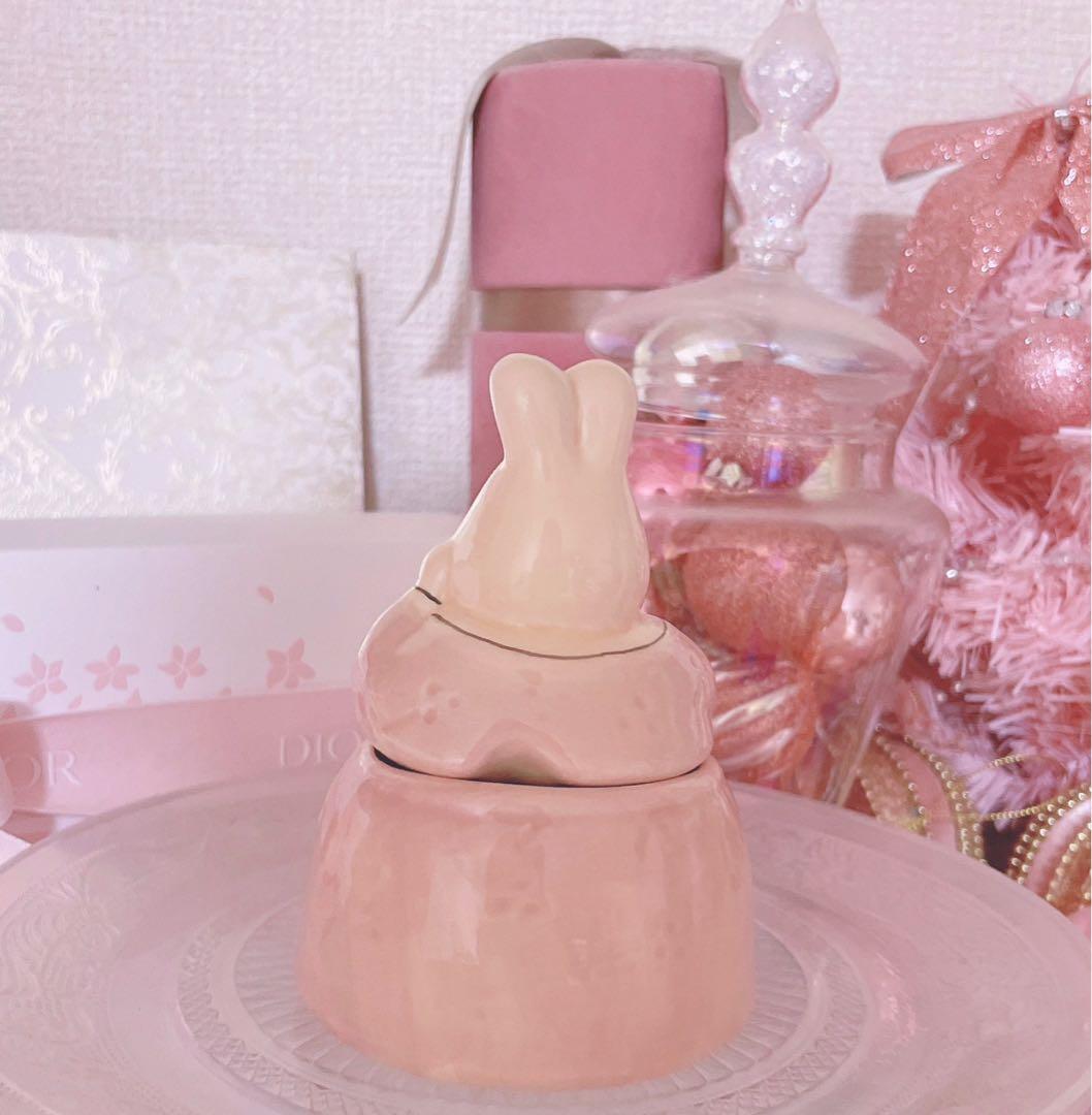 レア♡アンティーク♡うさぎ♡置物ロリータ♡昭和レトロ♡インテリア♡陶器品♡ピンク