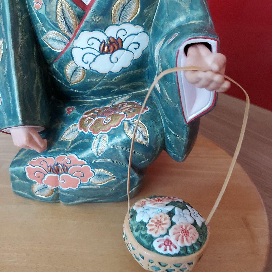 井上 あき子作 博多人形『花篭』置物 陶器