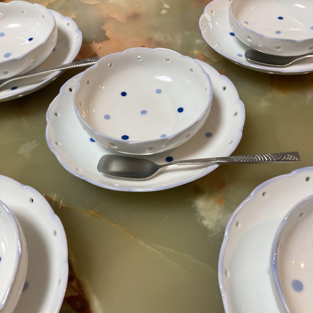 【たち吉】アイスクリームカップとソーサー5客とスプーン