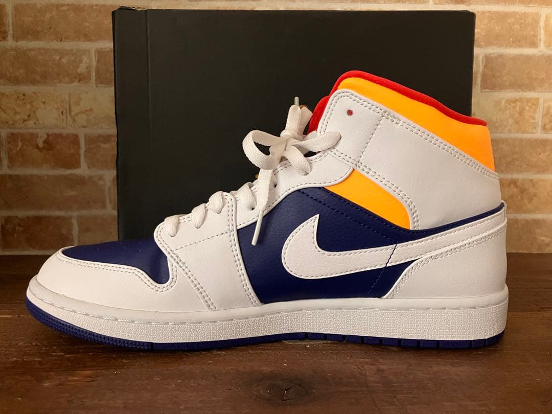 靴 NIKE AIR JORDAN 1 MID WHITE NAVY YELLOW