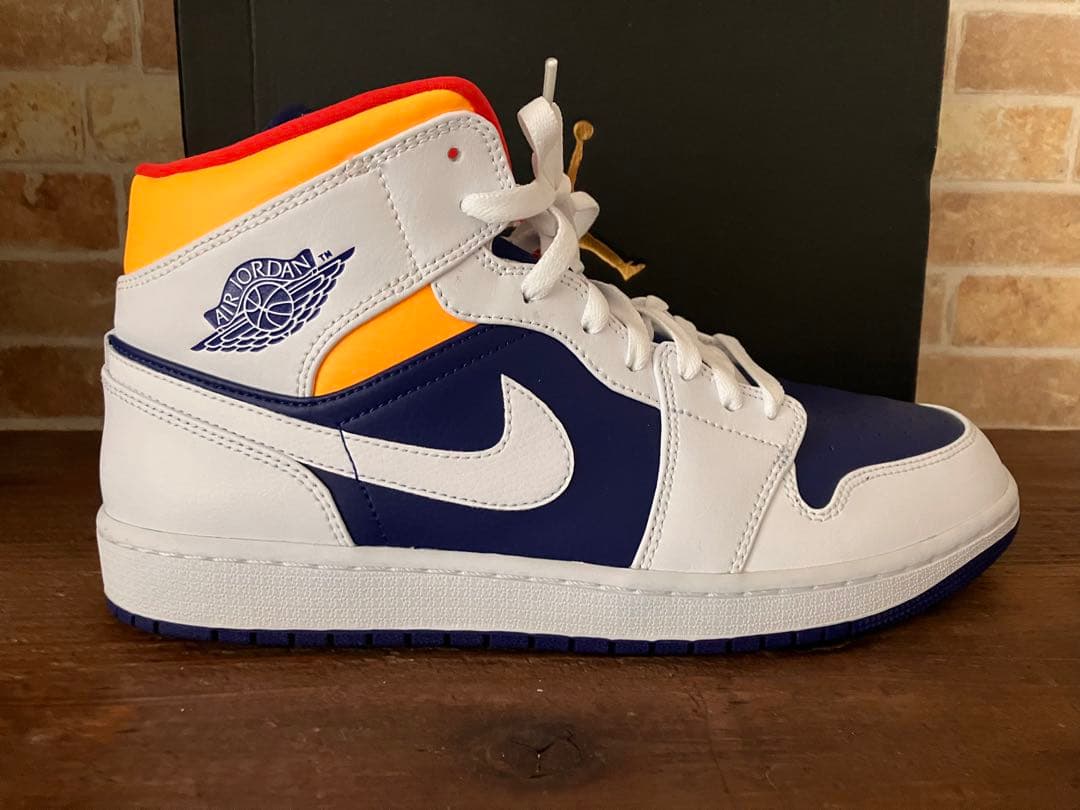 靴 NIKE AIR JORDAN 1 MID WHITE NAVY YELLOW