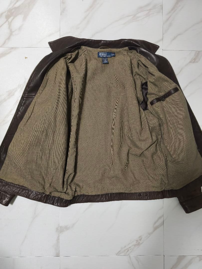 90s ポロラルフローレン スウィングトップ ラムレザー 羊革 M ジャケット