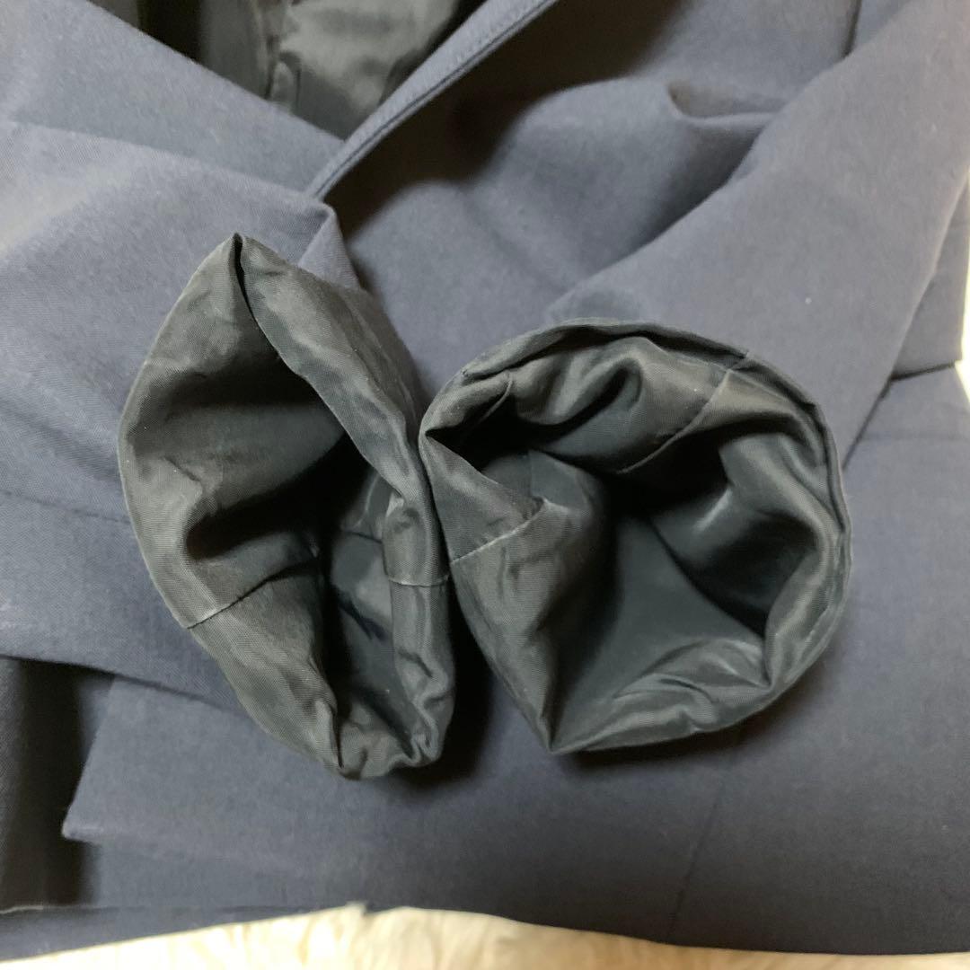 【人気】セオリー　ネイビー　ノーカラー　S セット　パンツスーツ　背抜き