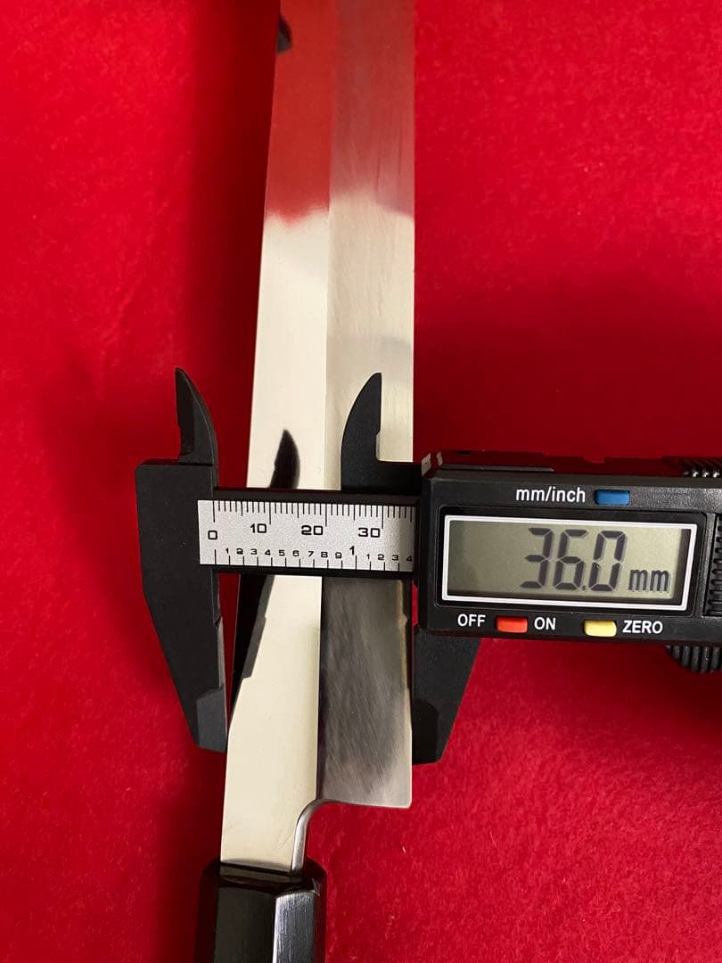 柳刃包丁 尺一　刺身包丁 鏡面仕上げ 黒檀黒水牛八角柄