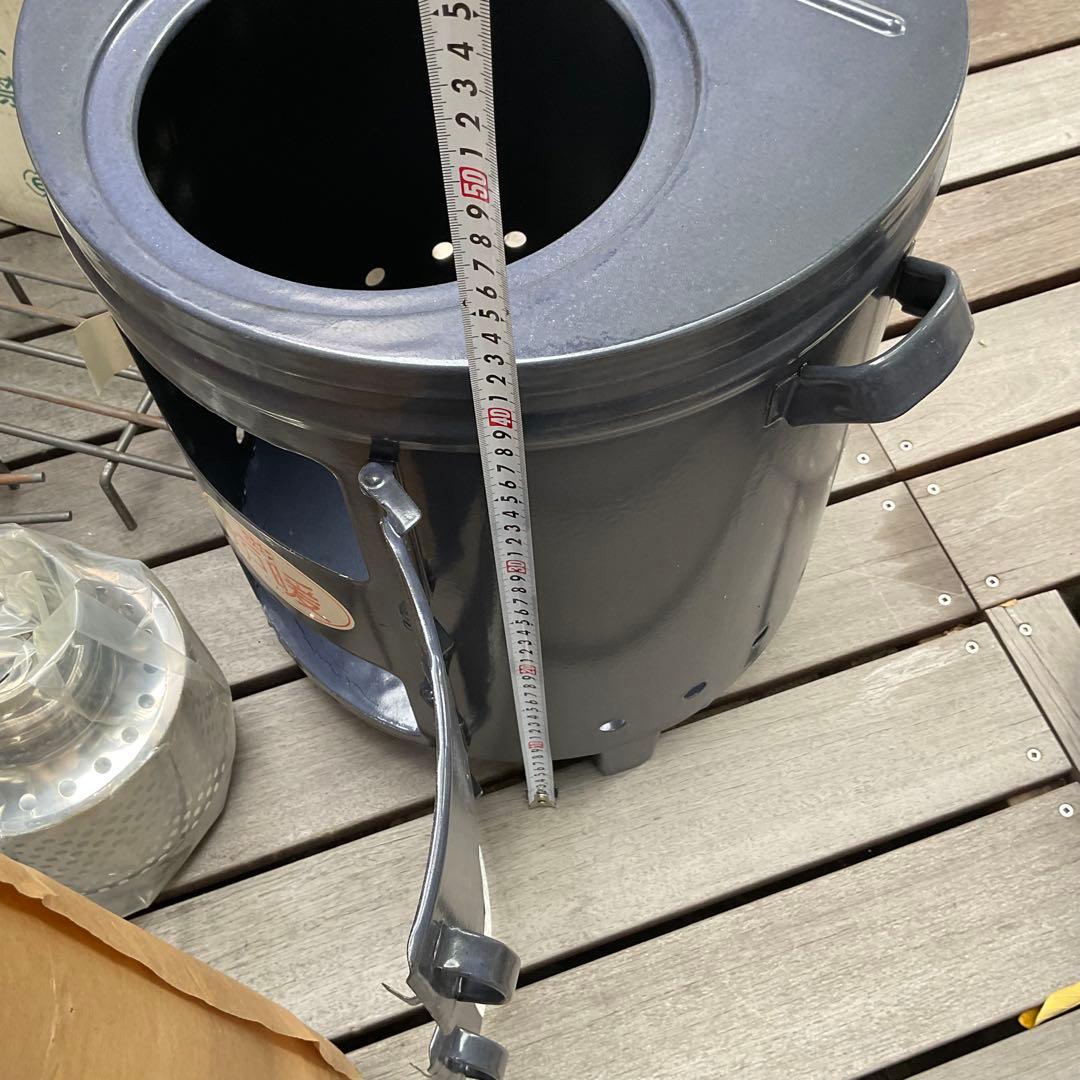 未使用 炉暖 AL-35 三重ホーロ (琺瑯ストーブ) 薪ストーブ バーベキュー