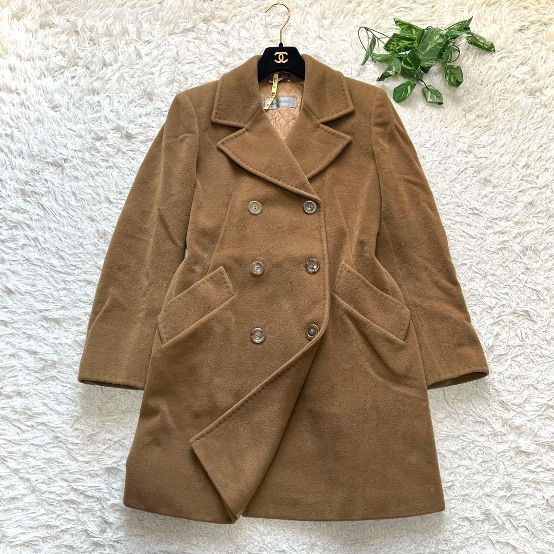 マックスマーラ カシミヤ アンゴラ ピーコート キャメル 42サイズ XL