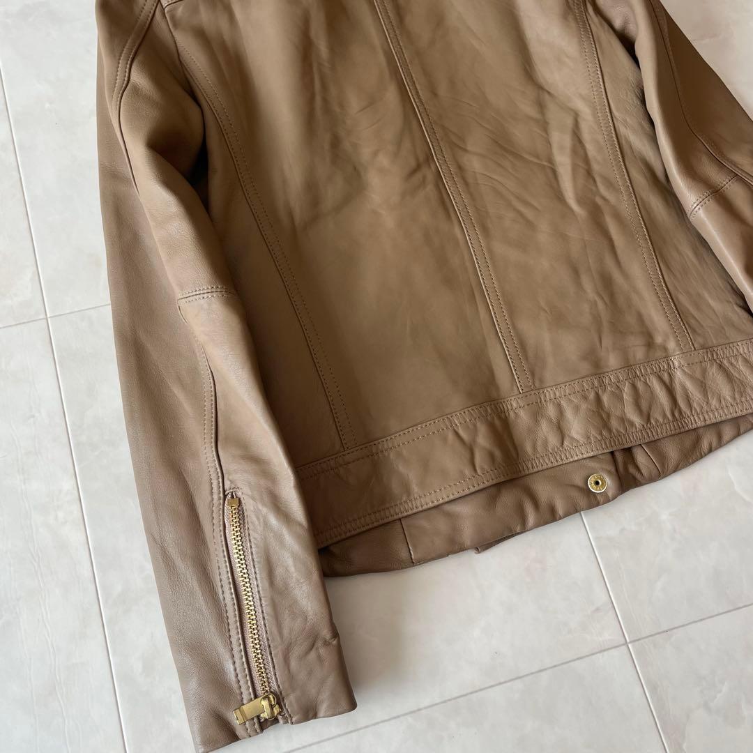 NOBLEノーブル　ソフトラムレザー　ライダースブルゾン　本革羊革ベージュ　34