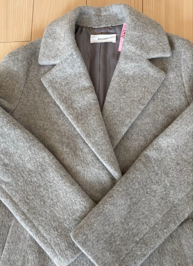 超美品 feerique アルパカ混 厚手 ロングコート グレー 2