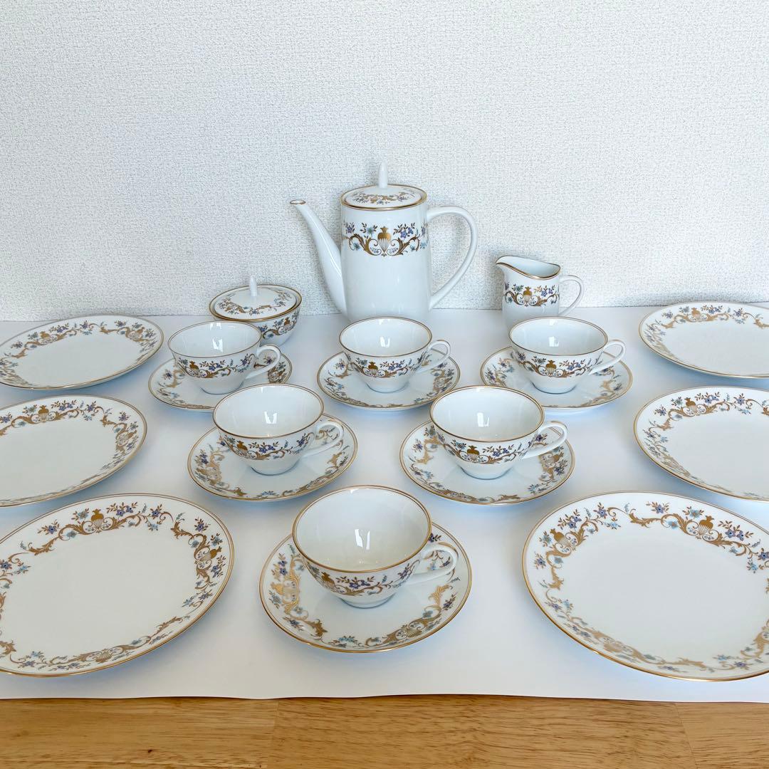 【極美品】大倉陶園 OKURA 小花 金彩 ティー・コーヒーセット 豪華計21点