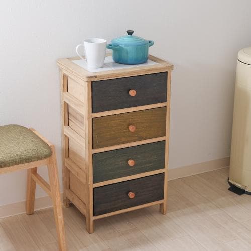 《新品・送料無料》桐製 マルチカラフル4段ボックス シンクエ 2