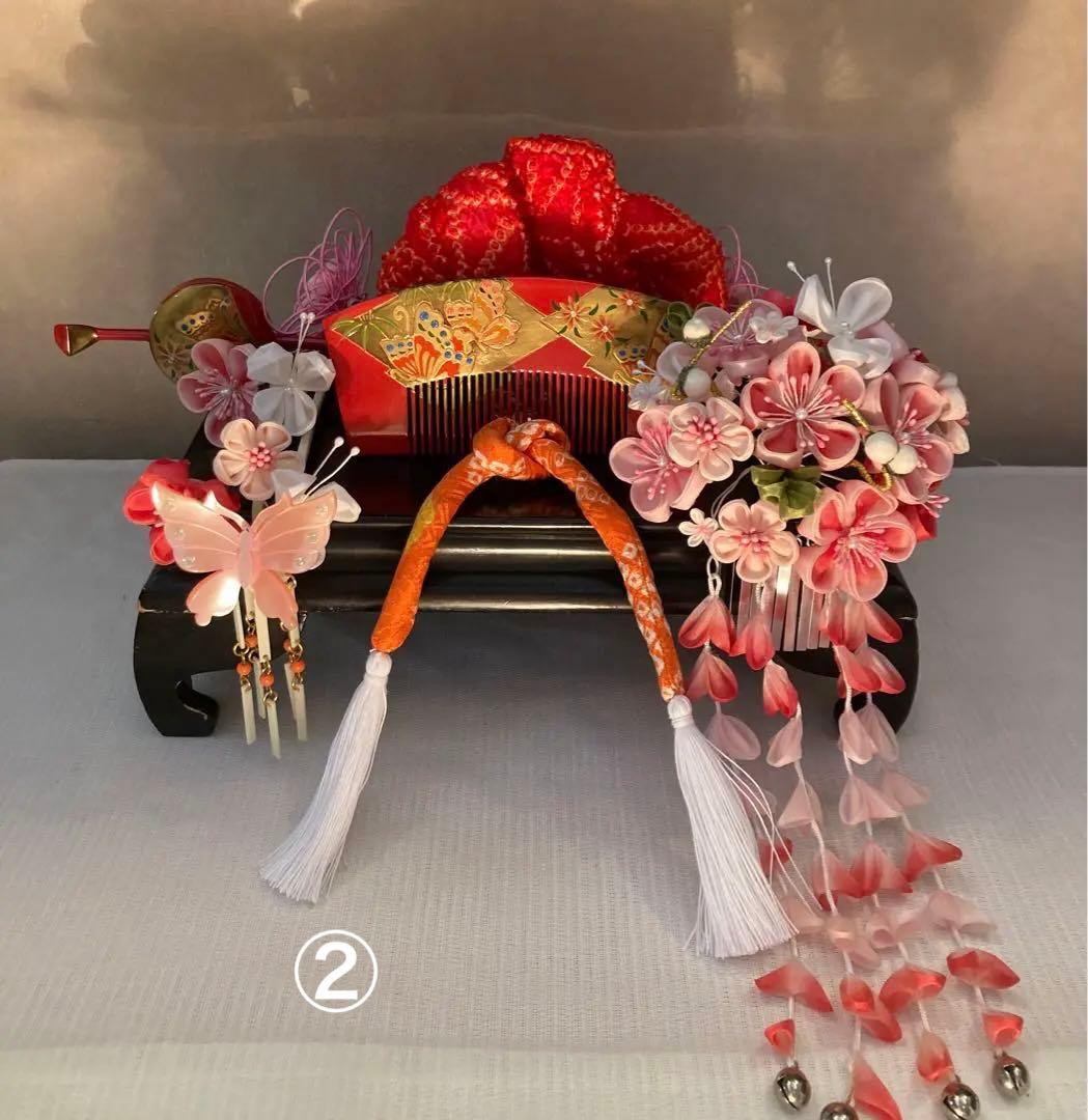 専用　成人式　てふてふ春爛漫　蝶舞う花簪　蝶ビラ簪　櫛平打ち簪　玉簪　水引簪