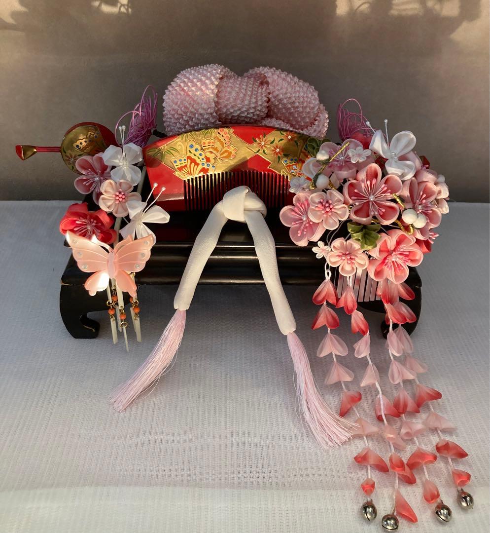 専用　成人式　てふてふ春爛漫　蝶舞う花簪　蝶ビラ簪　櫛平打ち簪　玉簪　水引簪