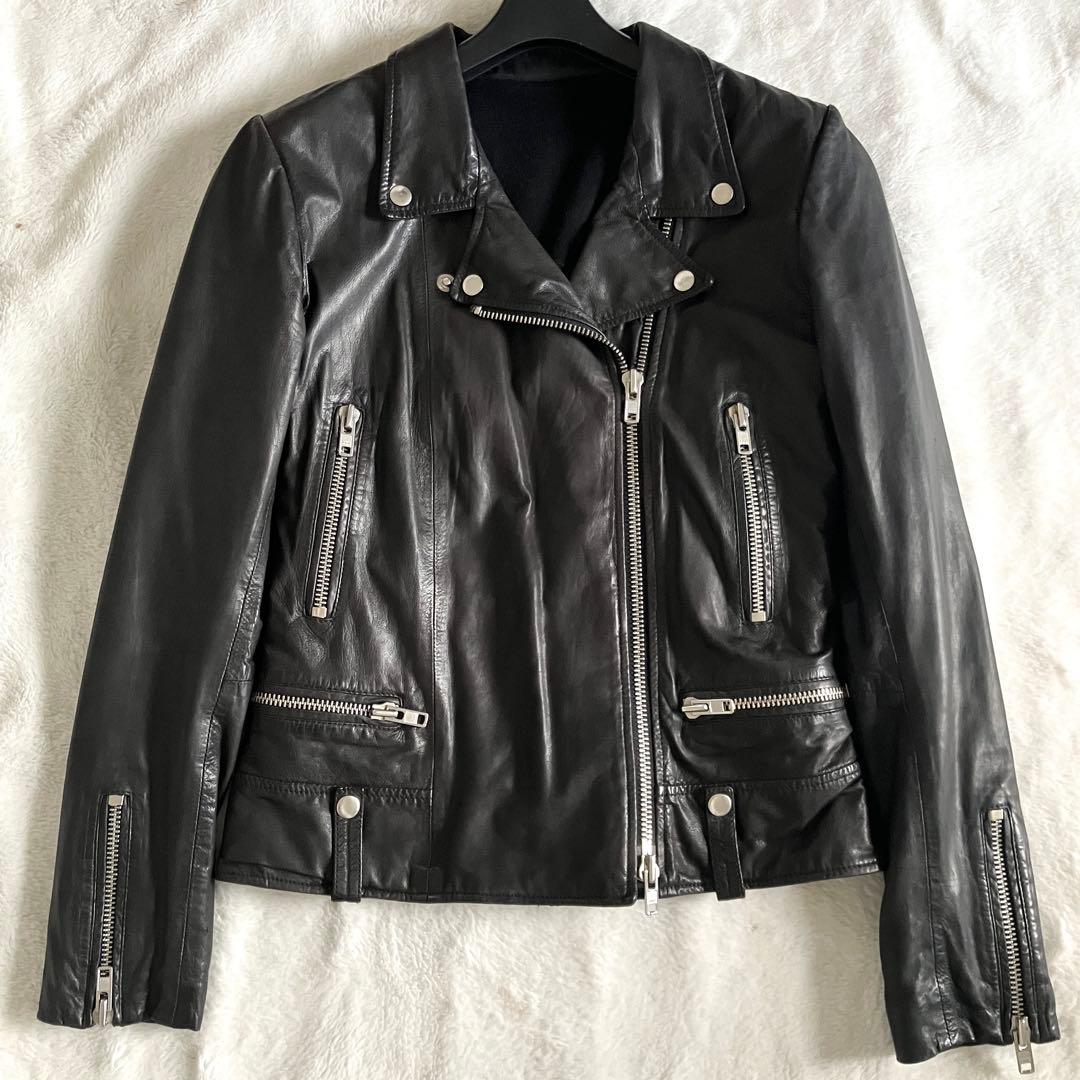 スワード Sword ラムレザー ライダースジャケット 42 ブラック