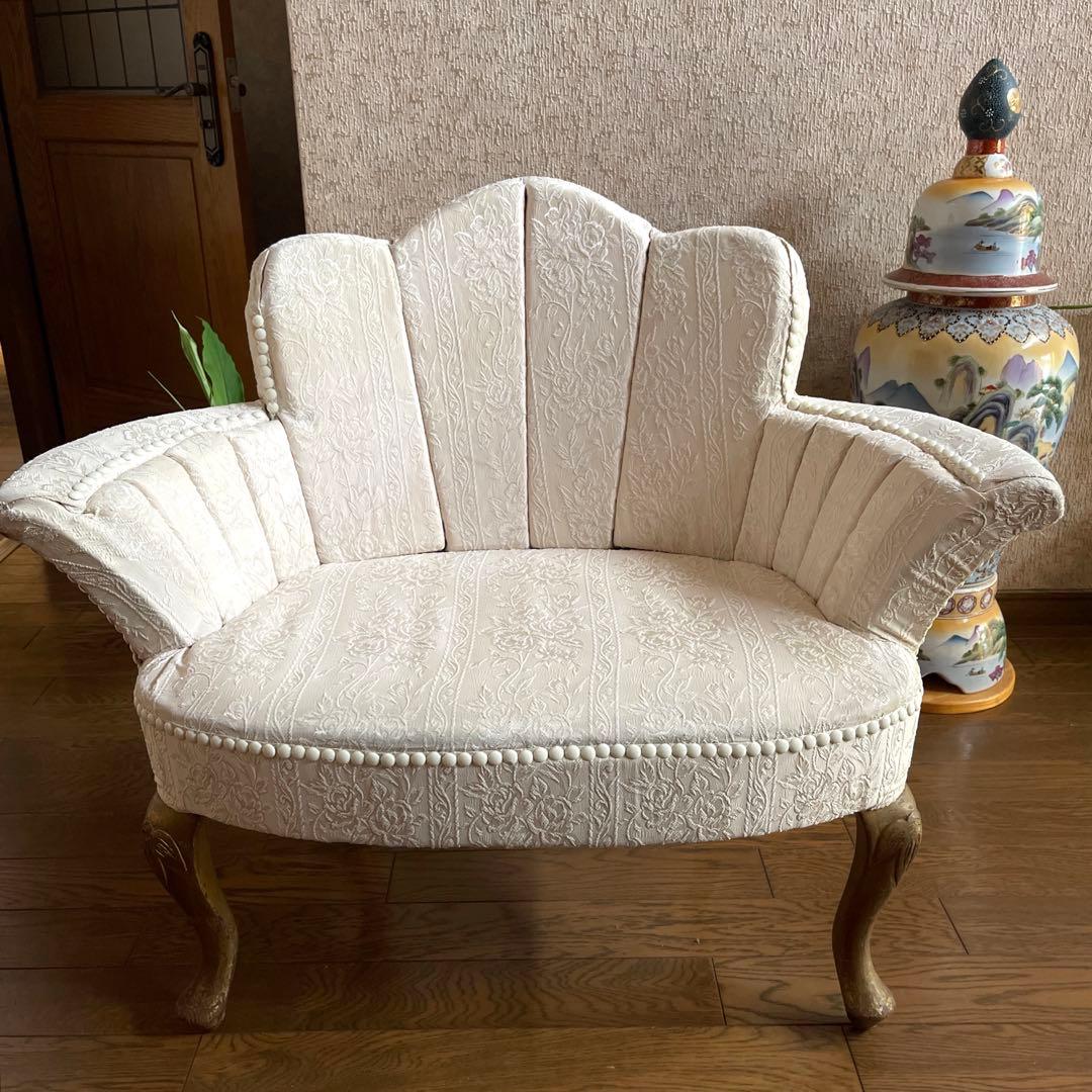 【商品】ヴィンテージ　猫足　シェル型　ソファチェア　撮影用