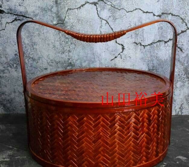 竹編細工籠 自然竹の編み上げ 茶籠]