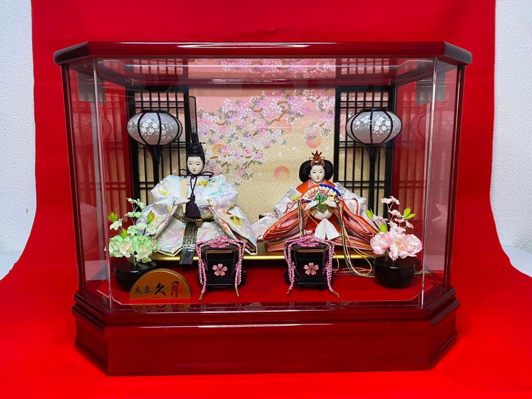 東京久月　雛人形アクリルケース入り親王飾り・間口約４９×奥行約３２×高さ約３６㎝