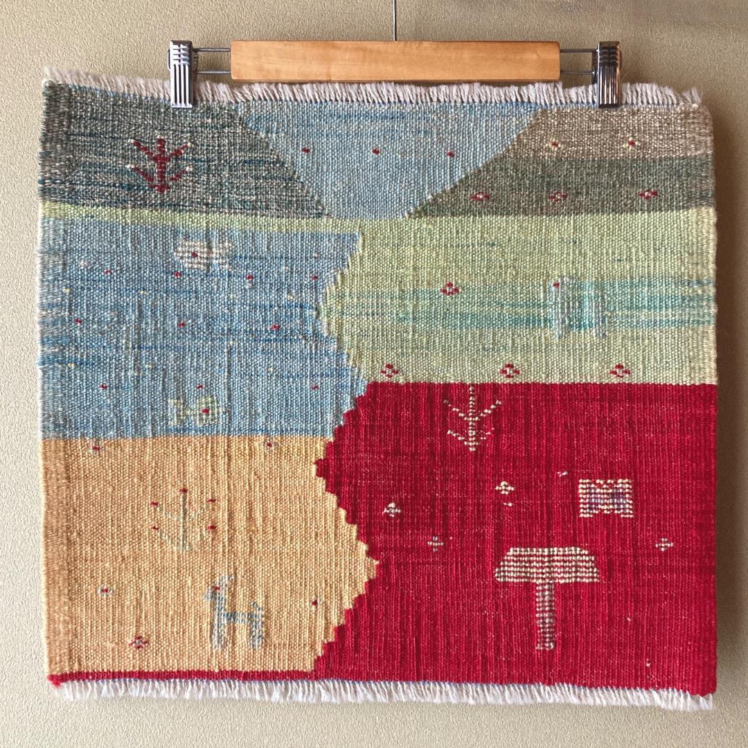 風景のキリム イラン ギャッベ カシュガイ族 動物 魚 遊牧民