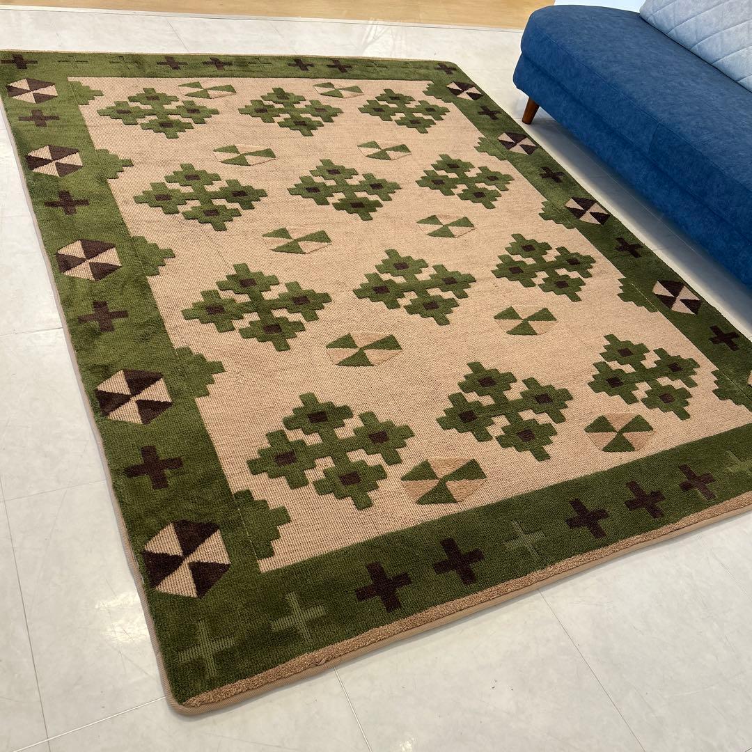 展示品☆キリム柄ラグ 低反発ラグ ふかふか 190×240cm シンプルラグ