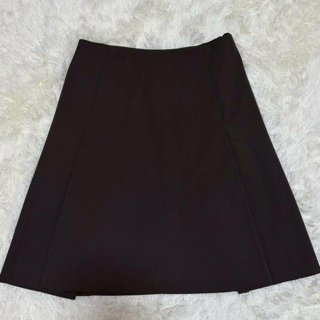 美品 エルメス ゴルチエ期 フレアスカート シルク裏地 ブラウン L相当 40