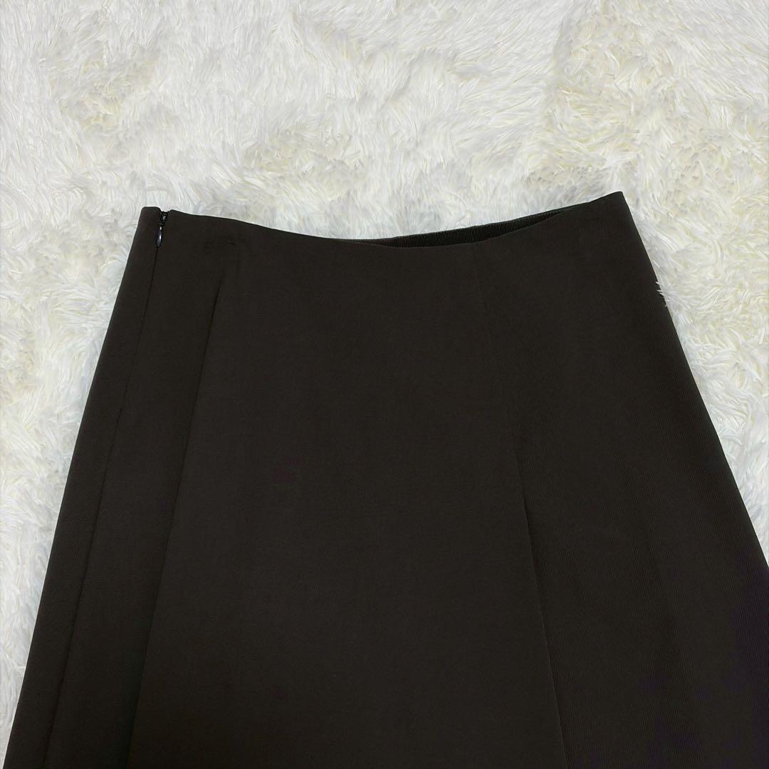 美品 エルメス ゴルチエ期 フレアスカート シルク裏地 ブラウン L相当 40