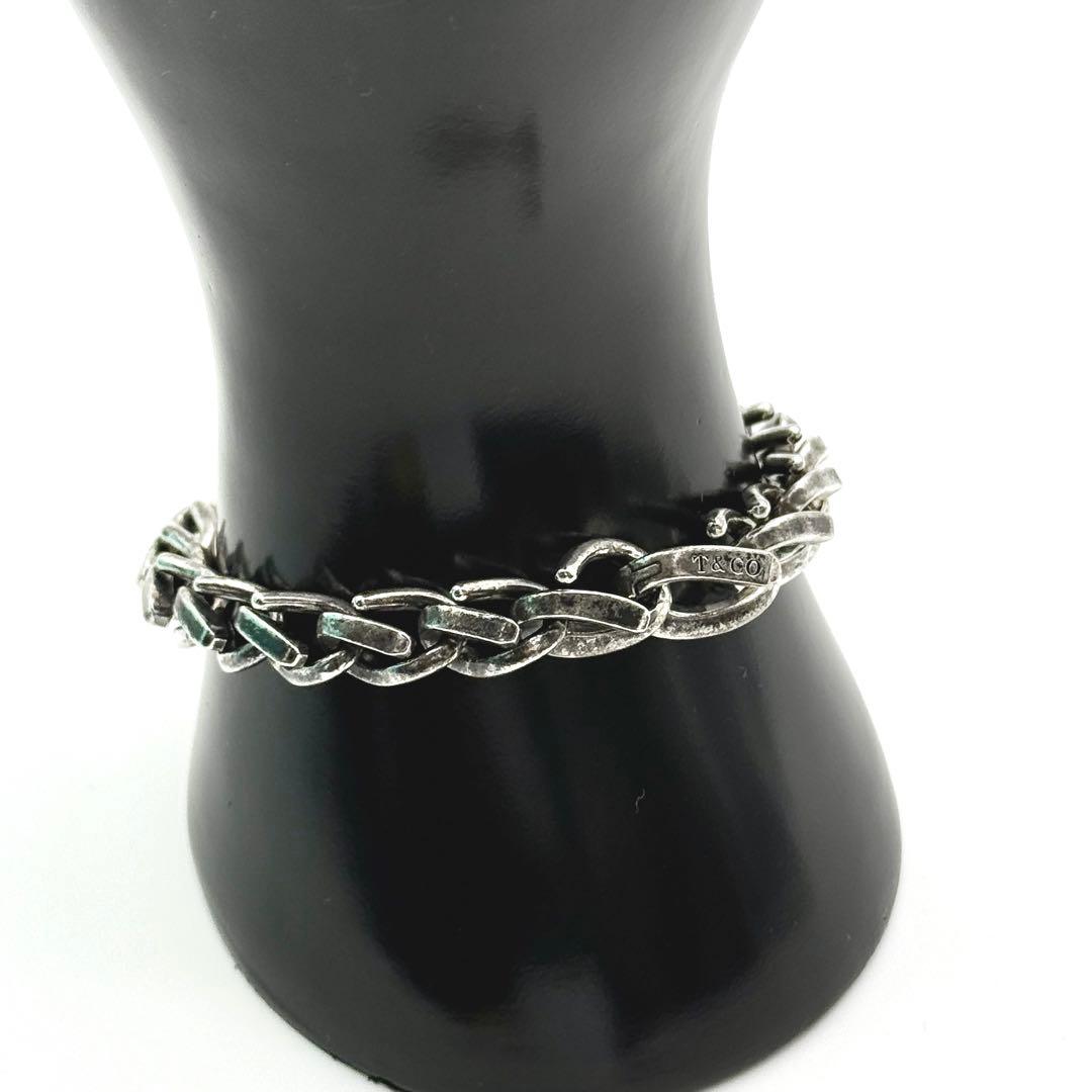 美品 Tiffany フォージ ミディアム リンク ブレスレット いぶし加工 L
