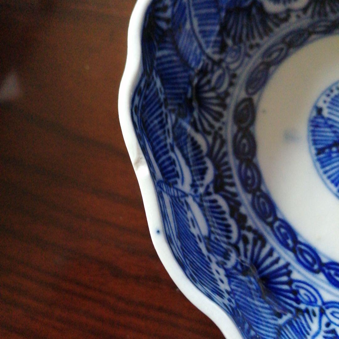 古伊万里　染付線描膾皿　10客　15cm　江戸後期～明治初期