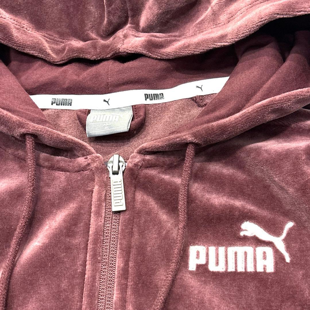 専用【レディースXL】 プーマ　セットアップ　パーカー　パンツ　ベロア　エンジ