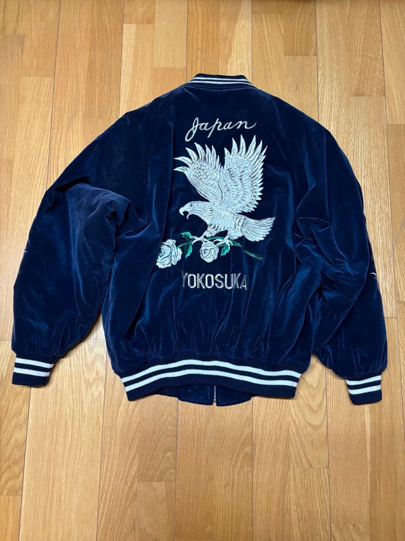 日本製90s　別珍スカジャン　鷹刺繍　JAPAN YOKOSUKA