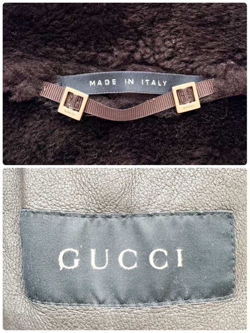 希少 GUCCI トムフォード期 ムートンコート 羊革100% ブラウン 38