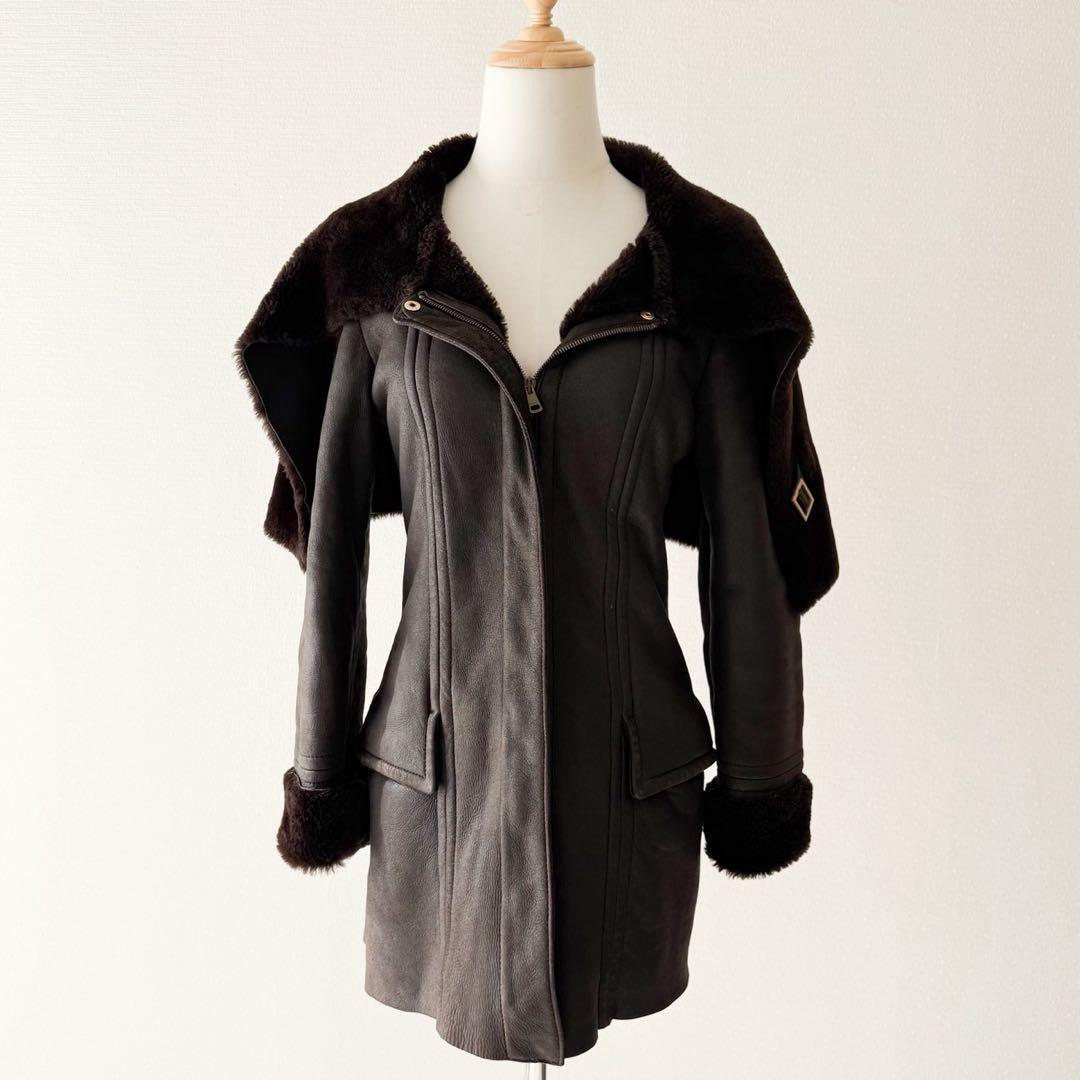 希少 GUCCI トムフォード期 ムートンコート 羊革100% ブラウン 38