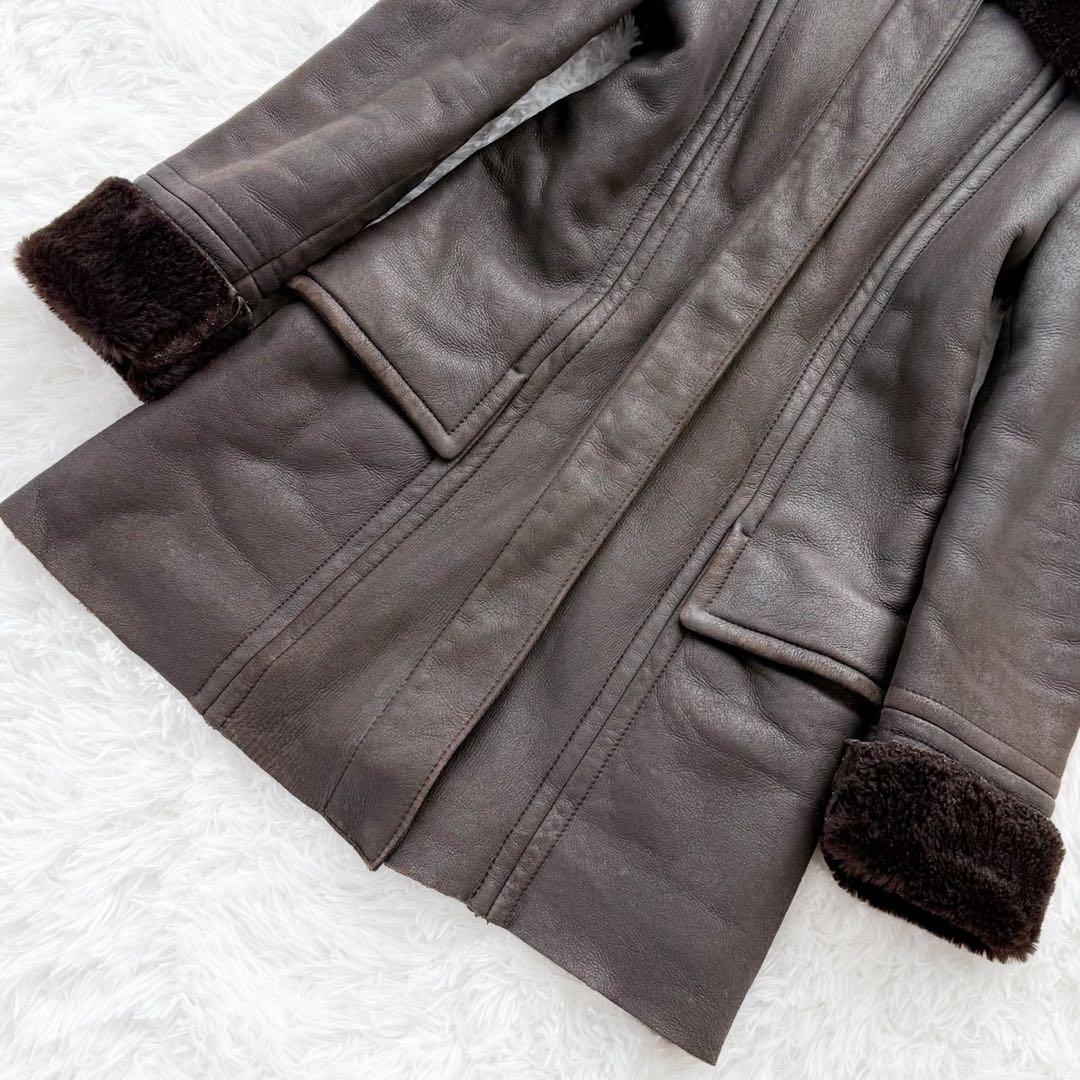 希少 GUCCI トムフォード期 ムートンコート 羊革100% ブラウン 38