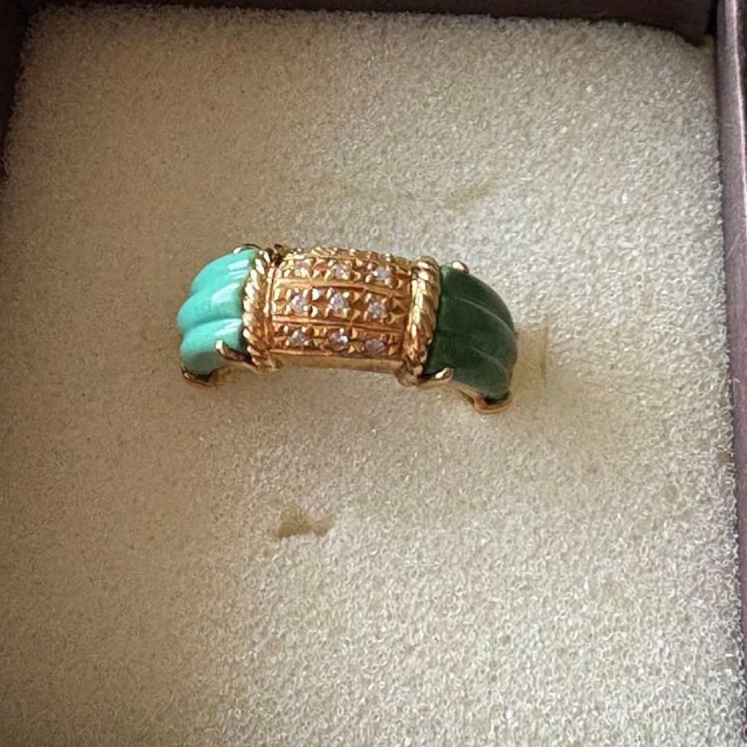 k18エレガントな緑色石のリング