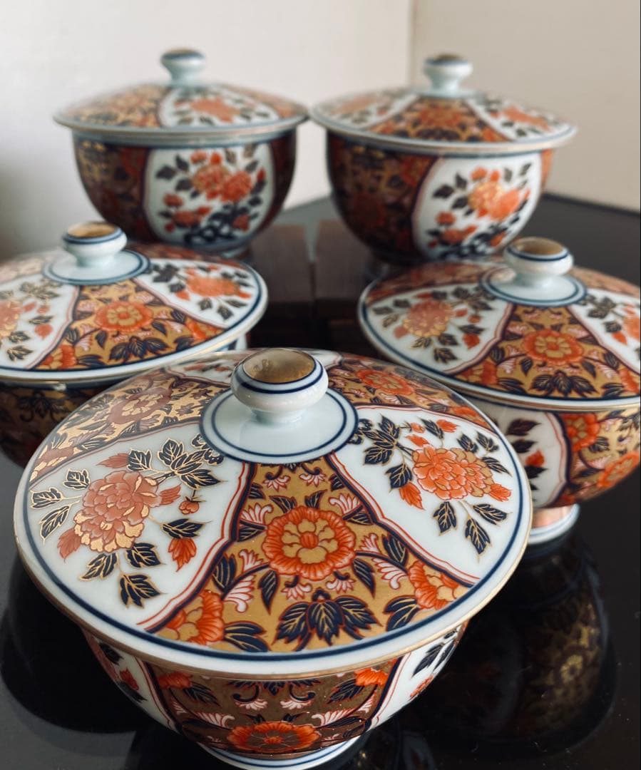 未使用◆有田焼 清兵衛 古伊万里紋様 蓋付茶器揃え 金彩 急須 湯呑み5客セット