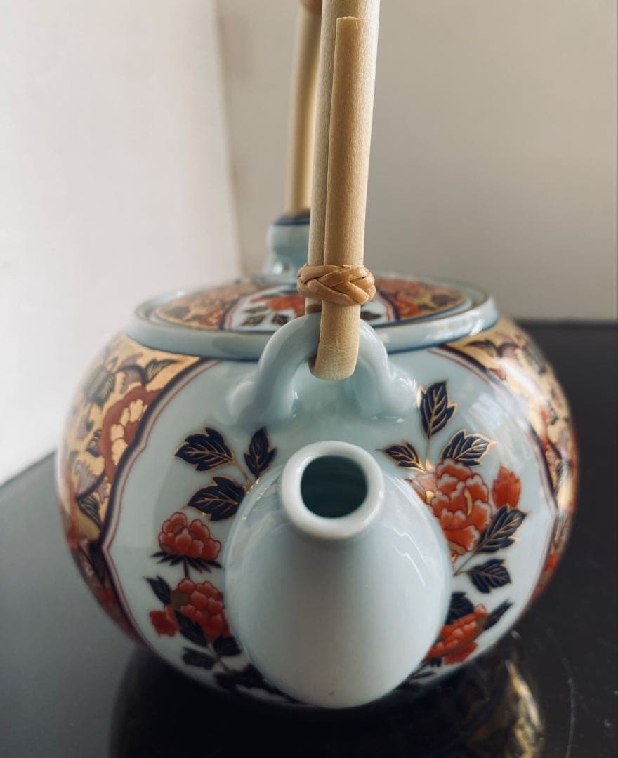 未使用◆有田焼 清兵衛 古伊万里紋様 蓋付茶器揃え 金彩 急須 湯呑み5客セット