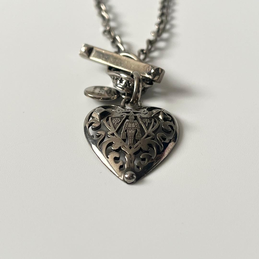 グッチ　ネックレス　ハート　クレスト　トグル　925　シルバー　イタリア製