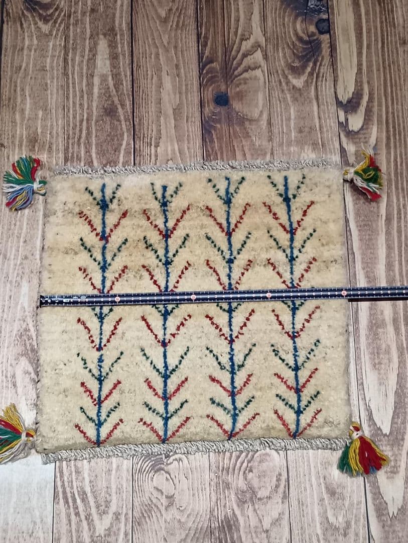 ペルシャ絨毯　ギャッベ　座布団　手織り　イラン(110)