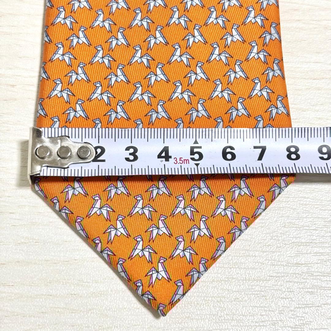 HERMES エルメス オレンジ かわいい 遊び心 折り紙 馬 シルク ネクタイ