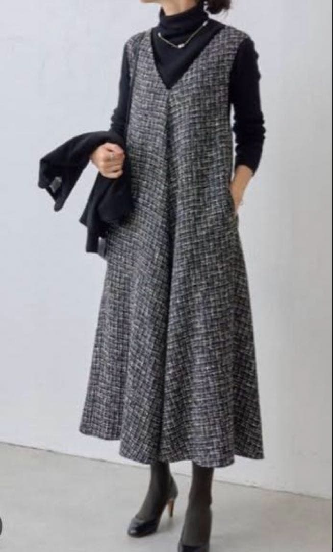 BEARDSLEY ツイードフレアワンピース