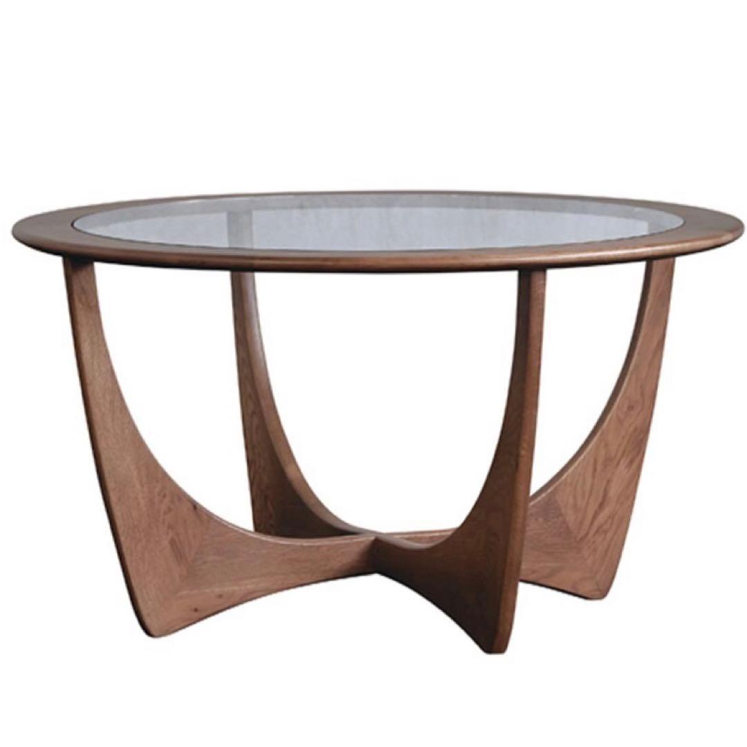 円形ガラス天板のセンターテーブル