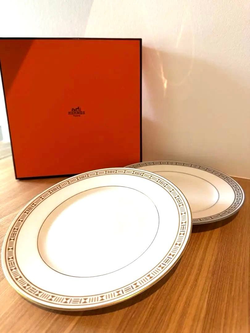 【希少】エルメス HERMES エーゲソレイユ お皿 サン・ルナのペアセット