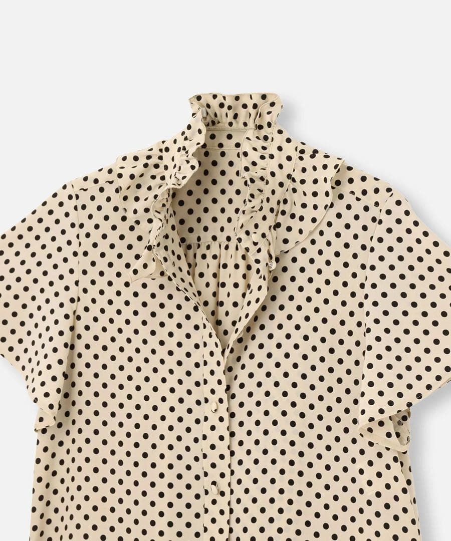 【LOULOU WILLOUGHBY】デシンドットフレアスリーブブラウス