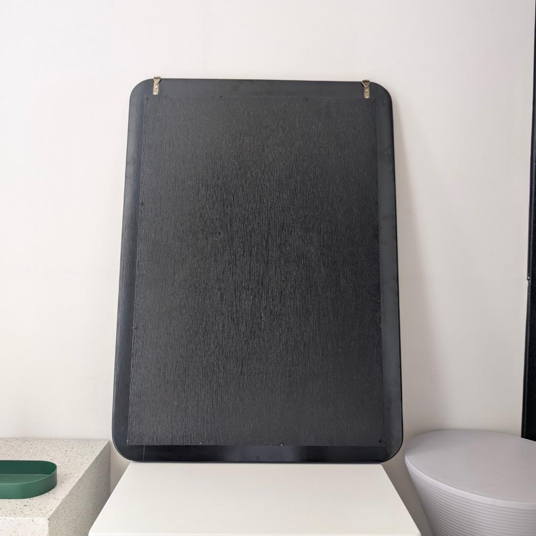 角丸フレーム ブラック ウォールミラー 立て掛け鏡 ビンテージ スペースエイジ