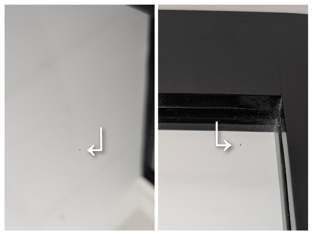 角丸フレーム ブラック ウォールミラー 立て掛け鏡 ビンテージ スペースエイジ